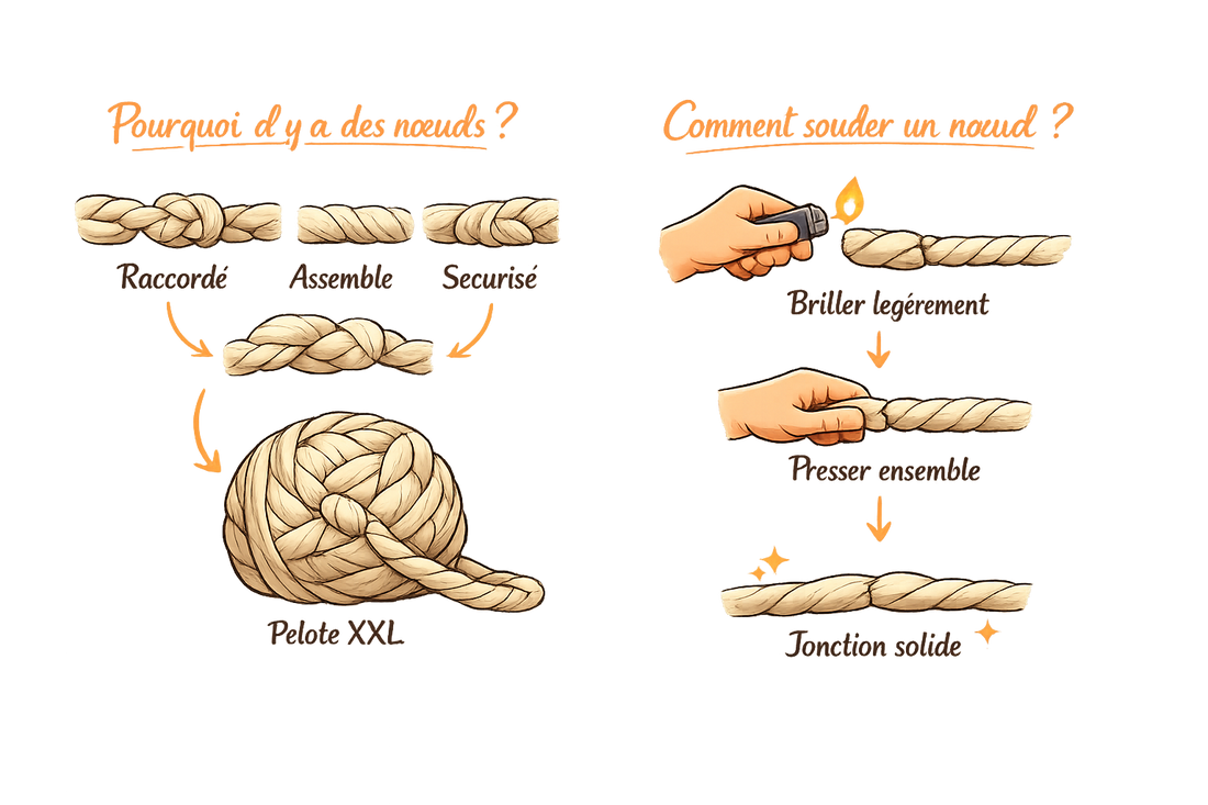 Raccorder proprement deux extrémités de fil chenille XXL