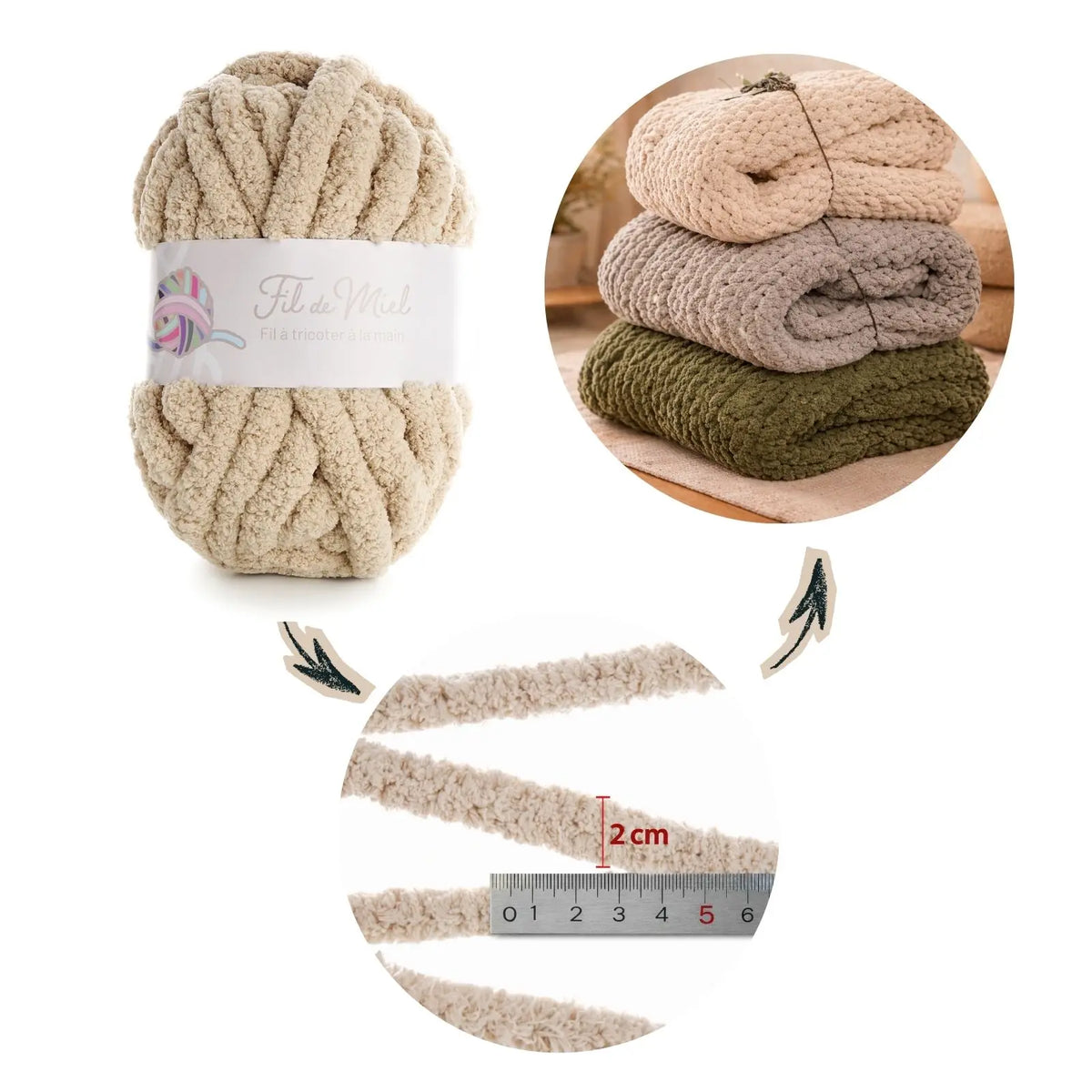 Pelote de fil chenille XXL doux et velouté