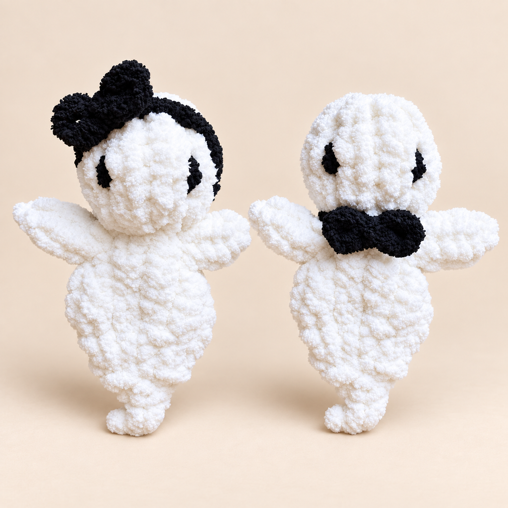 Fantôme d’Halloween blanc en fil chenille XXL – Fil de Miel
