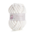 Fil XXL Neige pure en laine ultra-douce pour couvertures, pelote blanche pelucheuse avec étiquette.