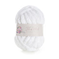 Fil XXL Blanc Neige: pelote de laine blanche ultra-douce, label « Fil de Miel » et logo couleur sur étiquette.