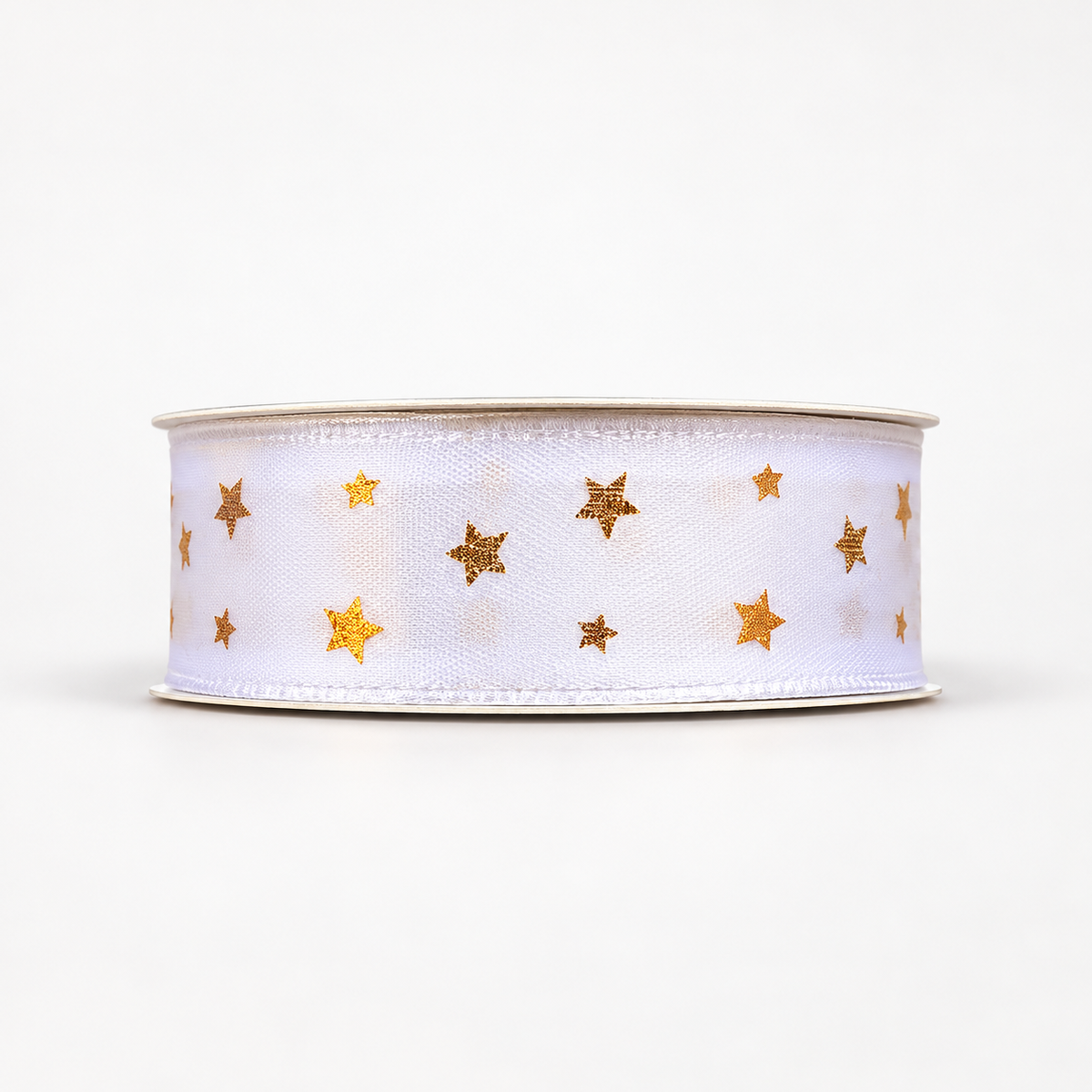 Bobine de ruban décoratif Ivoire – Étoiles dorées – 3 m × 2 cm – Fil de Miel