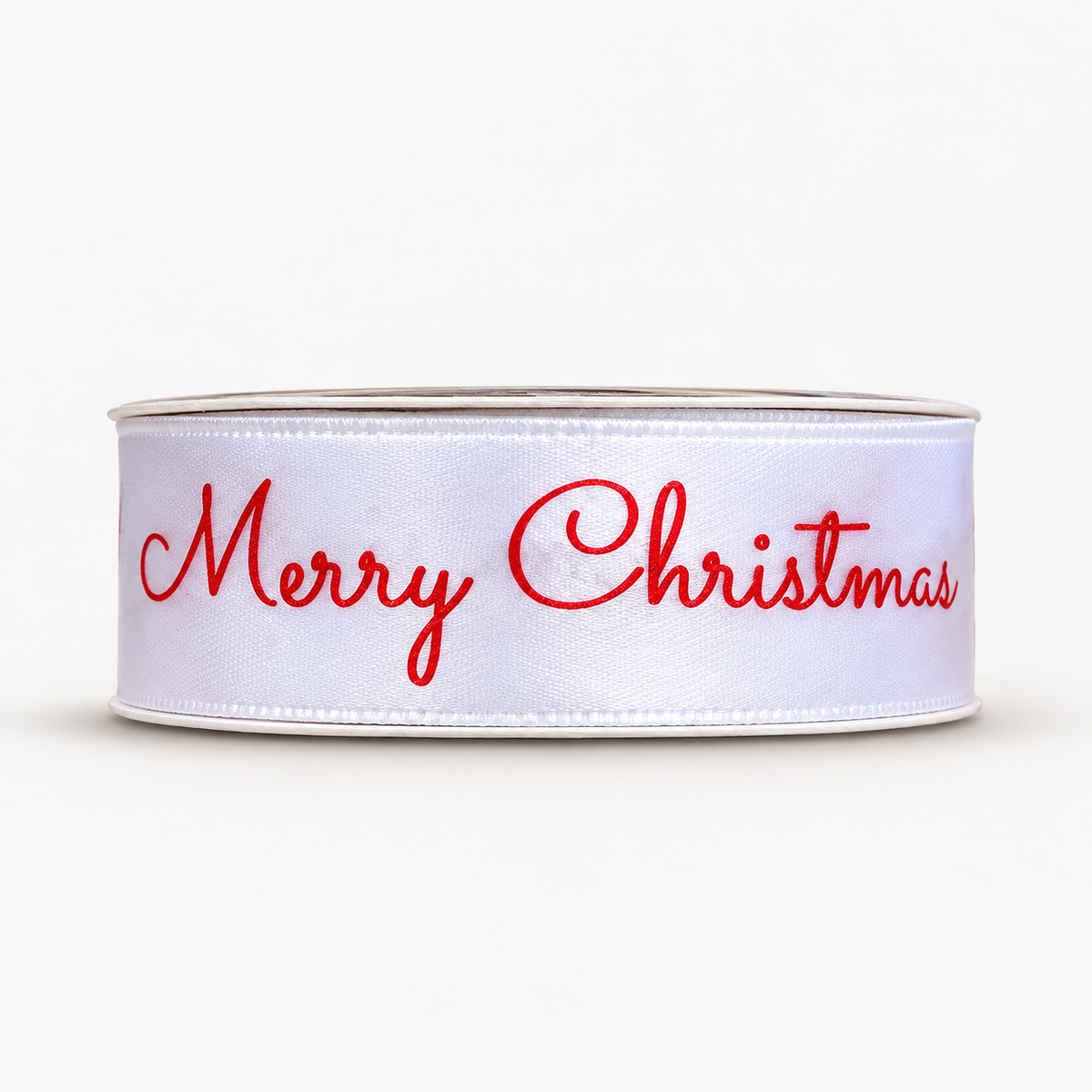 Bobine de ruban décoratif Blanc – Merry Christmas rouge – 3 m × 2 cm – Fil de Miel