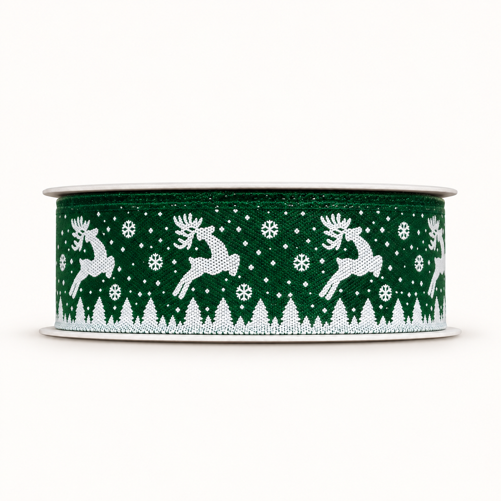 Bobine de ruban décoratif Vert – Modèle 3 (à confirmer) – 3 m × 2 cm – Fil de Miel