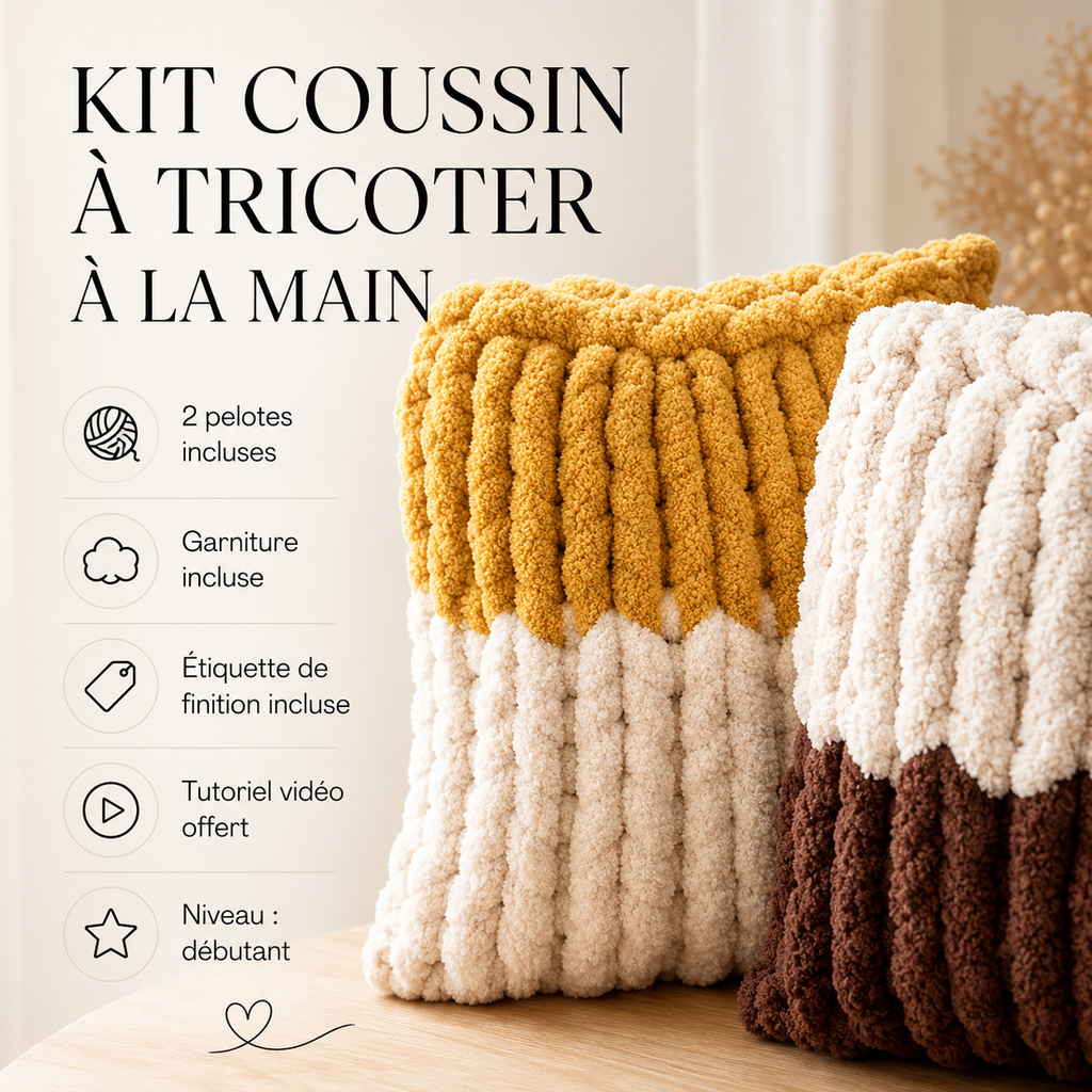 Kit Coussin 40x40 cm – Fil chenille XXL