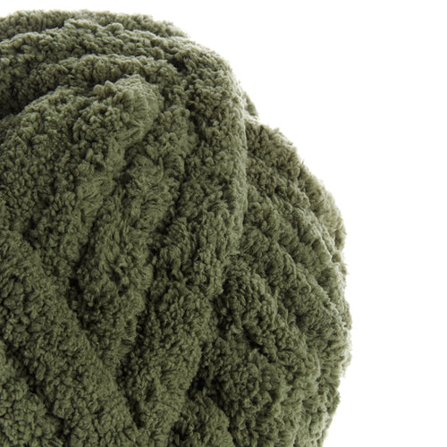 Fil XXL vert sapin texture épaisse et douce pour tricot sans aiguilles
