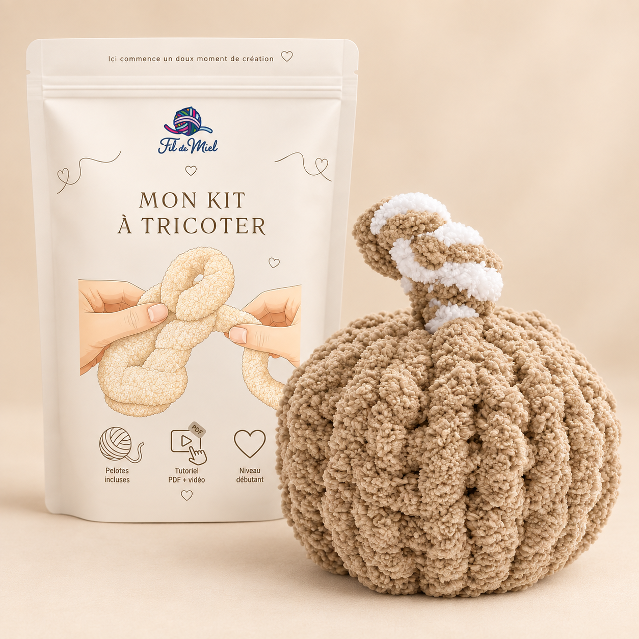 Kit citrouille en fil XXL - Niveau débutant