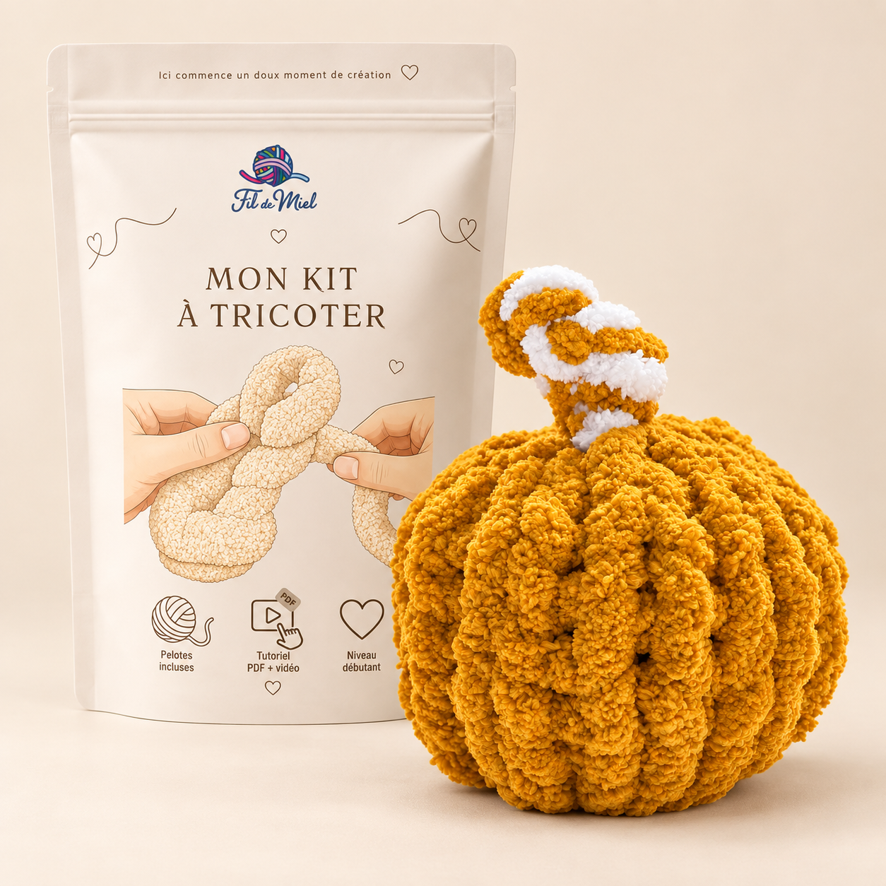 Kit citrouille en fil XXL - Niveau débutant