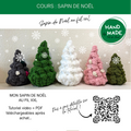 Tutoriel PDF et vidéo pour des sapins de Noël en fil XXL, fait main, avec QR code et décor neige.