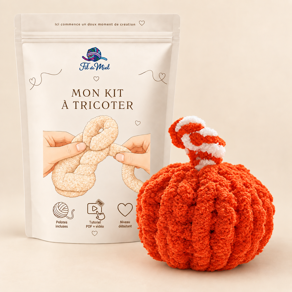 Kit citrouille en fil XXL - Niveau débutant