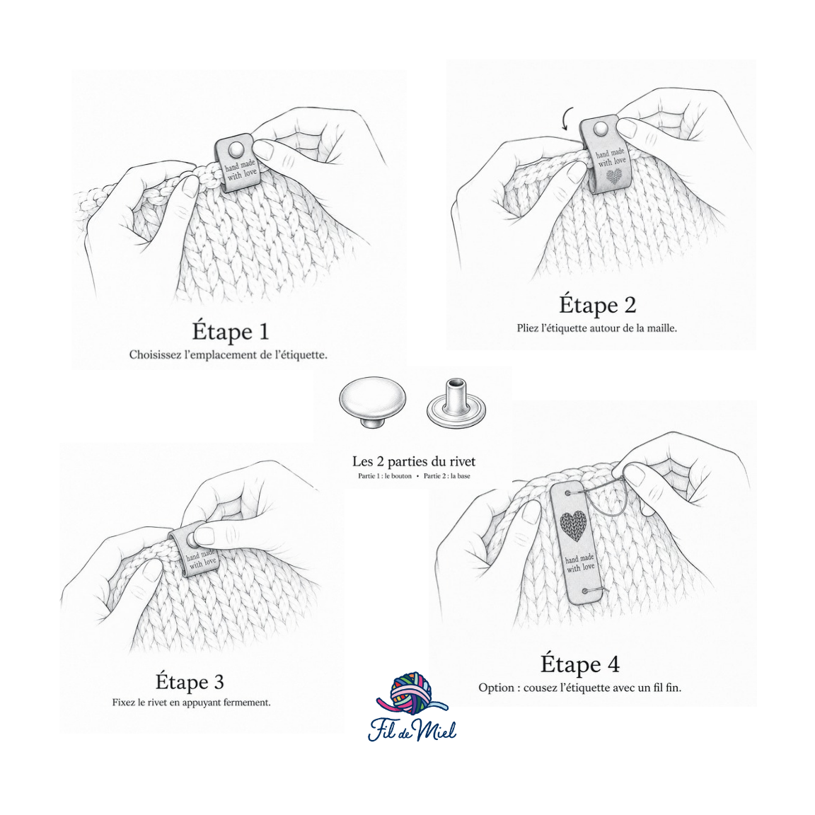 Étiquette de finition effet cuir