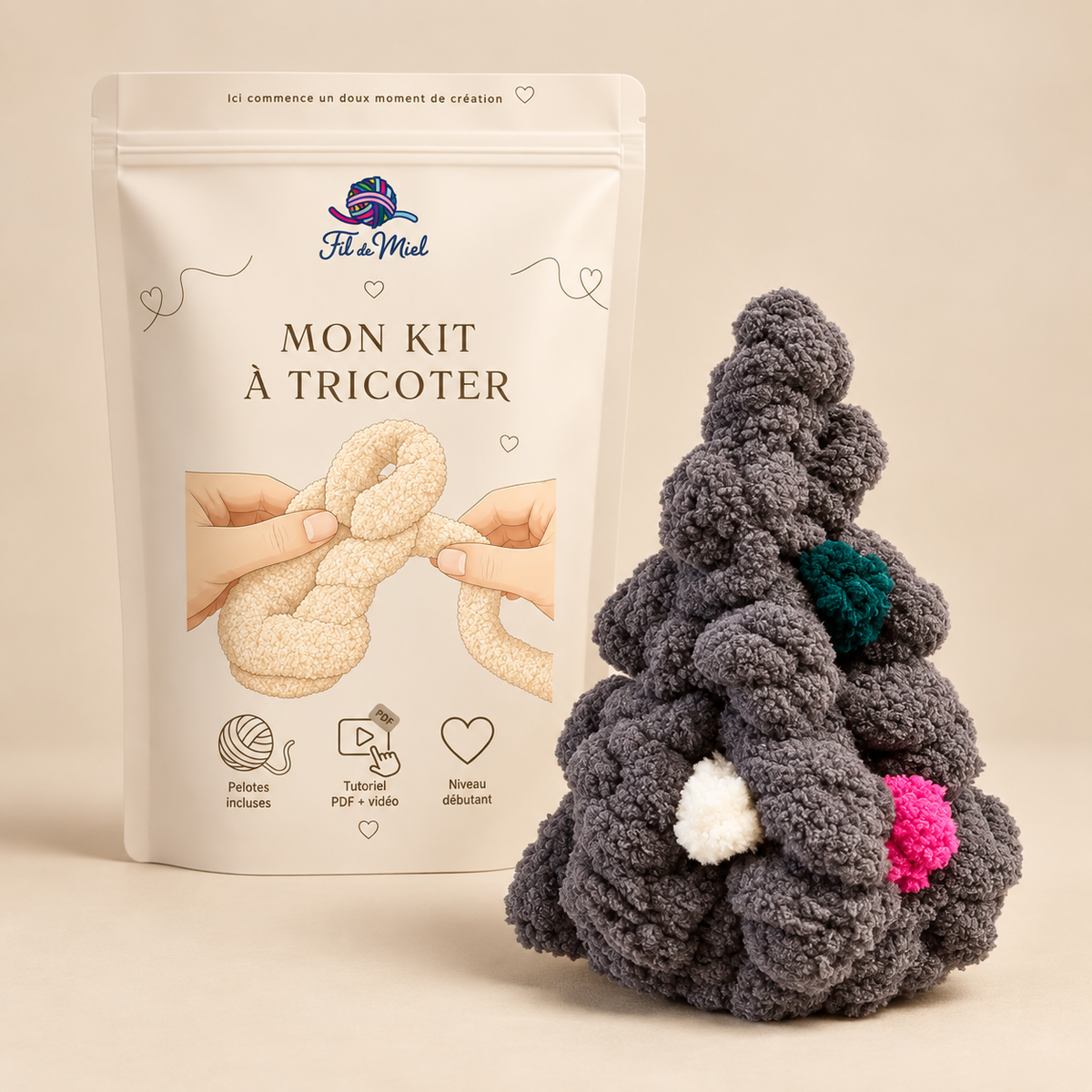 Kit Sapin de Noël à tricoter avec les doigts